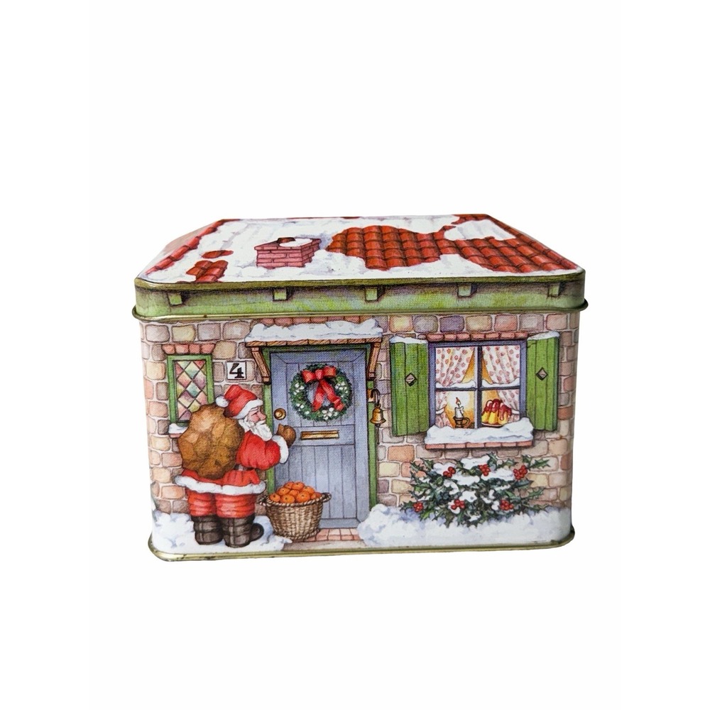 Vintage Bentley's London Christmas Tin Cottage 90's Santa England Holiday Decor